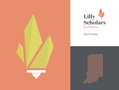 Scholar Network Brand brand flame geometric indiana logo orange scholar scholarship yellow