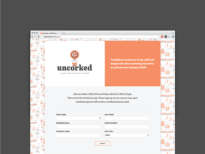 Uncorked: Landing Page development sxsw trackmaven uncorked web design