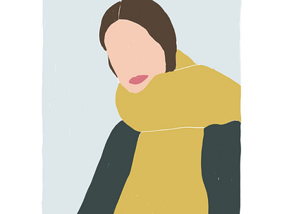 a girl with a scarf drawing illustration portrait print urban winter woman woman portrait