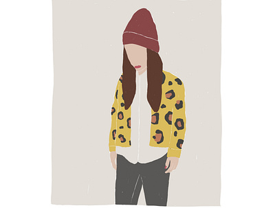 a girl with a hat drawing fashion illustration illustration portrait print street texture urban winter winter outfit woman