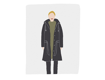 a girl with a coat drawing fashion illustration minimalistic print portrait print street urban winter woman woman portrait
