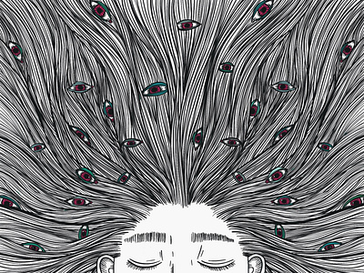 i c u art artwork design eyes hair illustration lineart linework procreate