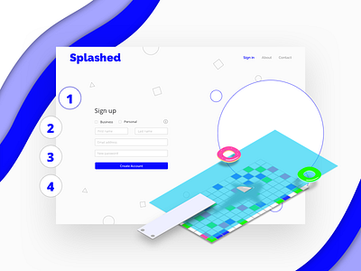 Splashed - Landing Page button isometric landing pool sign up ui ux