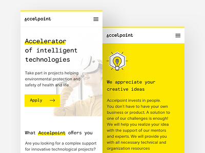 Accelpoint Website - mobile mobile uidesign ux ui uxdesign website yellow