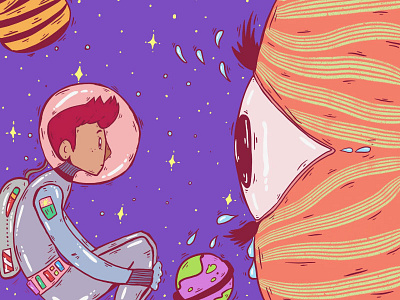 The Astronaut's Friend alien astronaut illustration space stars