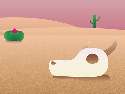 Desert Landscape cactus desert graphic design illustration skull sunset