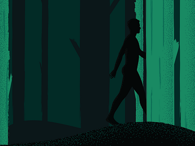 Walk Through the Forest figure forest illustration shadow spooky trees