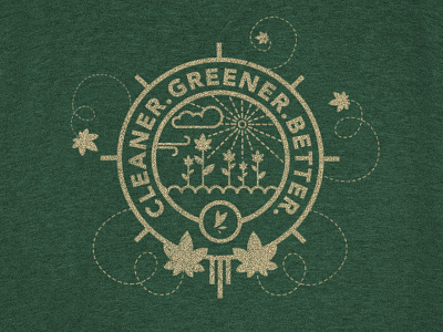 Cleaner.Greener.Better cannabis color design flat green nature sun t shirt vector