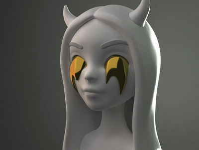 Character Illustration - color variation 3d blender female girl gold horns illustration
