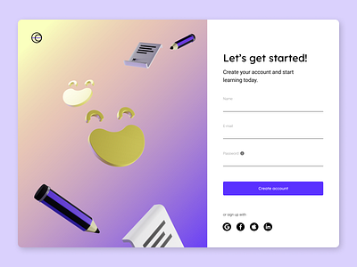Sign Up - Daily UI 001 3d blender daily ui dailyui design figma illustration page pencil sign up ui