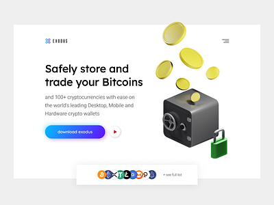 Landing Page - Daily UI 003 3d bitcoin blender crypto cryptocurrency daily ui design desktop exodus figma illustration landing page ui wallet web design