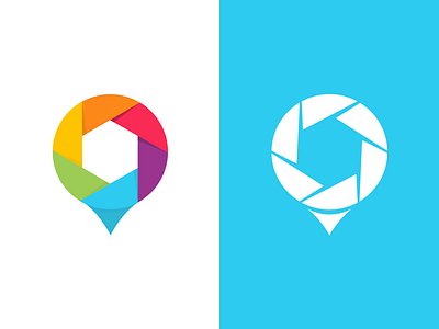 Logo colors colours icon illustrator lens location logo material design photography pin