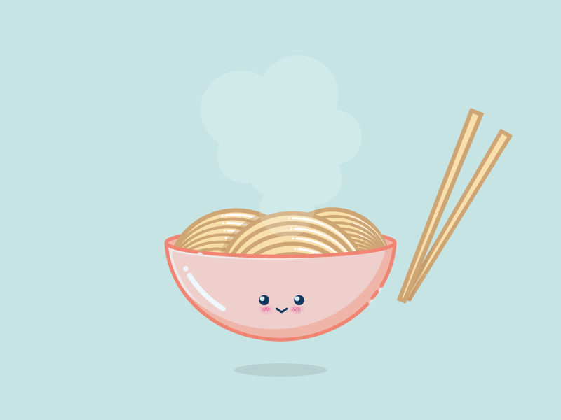Noodlez animation asian bowl chopsticks food kawaii noodles steam