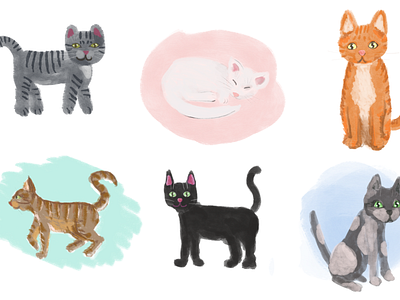 Painted Cats cat cat drawing cat illustration cat personality cat set cute design illustration kitten set kittens