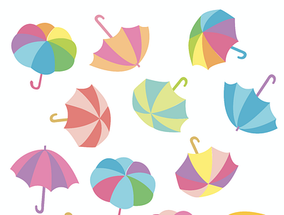 Colorful Parasols beach colorful cute illustration kids parasol playful pretty rainbow summer summertime swimming umbrella vector