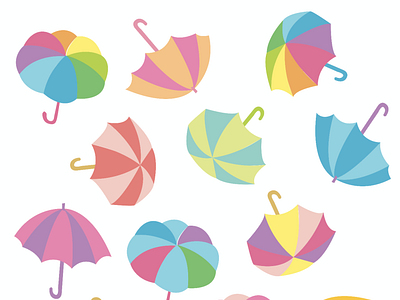 Colorful Parasols beach colorful cute illustration kids parasol playful pretty rainbow summer summertime swimming umbrella vector