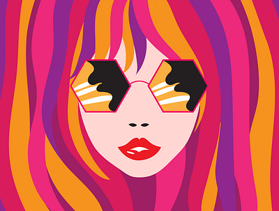 Crazy Cool colorful cool fashion funky girl girls graphic design groovy hair illustration neon pretty sunglasses vector