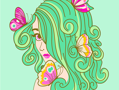 Butterfly 01 art artistic butterflies butterfly coloful goddess green pretty vector woman