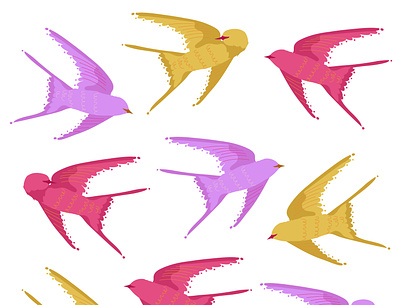 Swallows birds colorful design happiness illustration kids love playful swallows vector