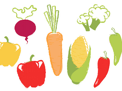 Vector Brushwork Veggies brush cute education hand drawn vector vegetables