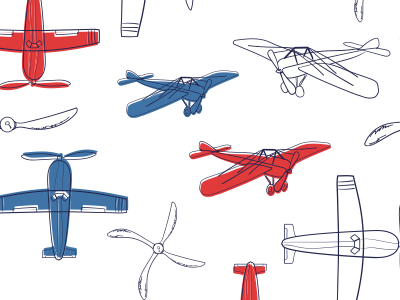 Boys Room Antique Airplanes airplane blue boys cute kids pattern red