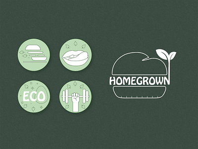 Plant-based​ ​fast​food ​chain icons logo plant based