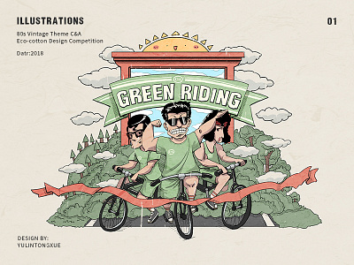 GREEN RIDING comics illustration vintage