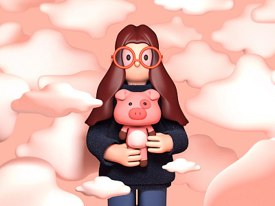 hug my pig x C4D