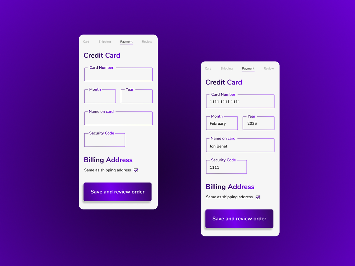 DailyUI 002 Credit Card Checkout