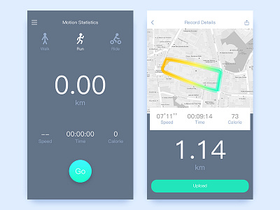 Motion Statistics app green run sport walk