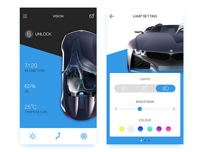 Concept Driving app black blue car concept drive light