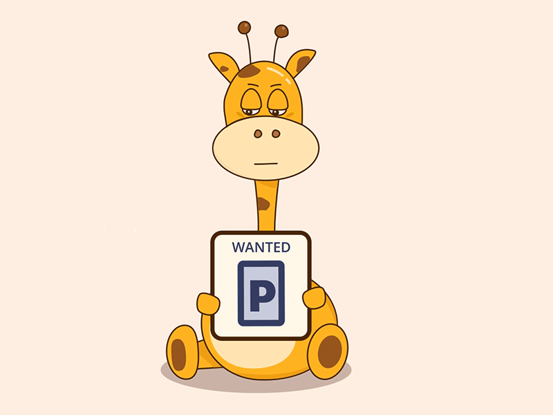 Parky animal giraffe looking for parking