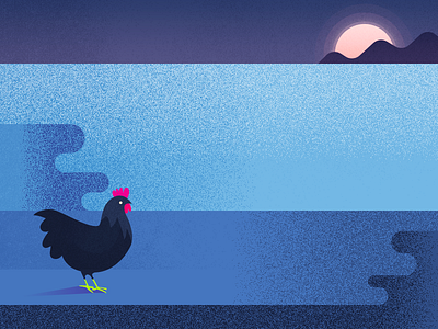 Chickens In The Arctic arctic chicken illustration landscape ocean sea waiting wave