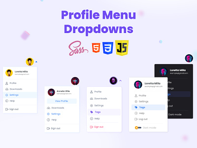 Profile Menu Dropdown adobe xd design graphic design menu nav navbar profile profile menu toggle ui ux