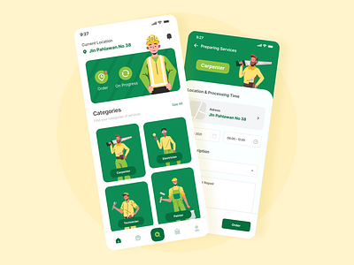Handyman Services App Concept carpenter carpenter app craftmans craftmans app handyman handyman app mobile app mobile design mobile interface tukang tukang app