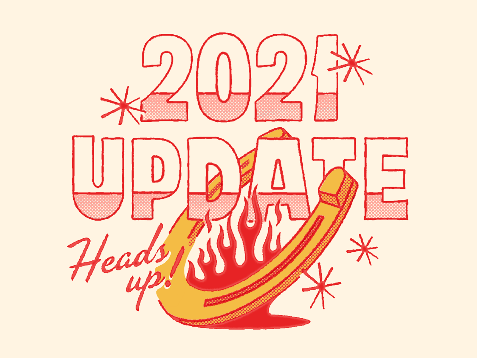 Hot Luck 2021 Update flames food horseshoe hot illustration luck retro update vintage