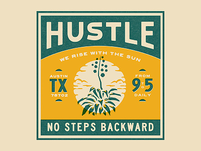 Hustle agave clouds custom lettering hustle illustration rise step sun sunrise