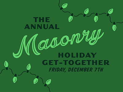 Masonry Holiday Party christmas lights holiday invite masonry party typography