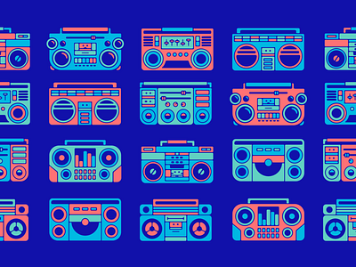 Afterhours 2018 90s boomboxes color music neon poster show