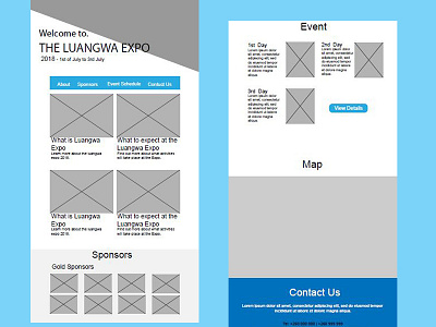 Expo Wire-frame design draft landing page layout pencil web wire frame