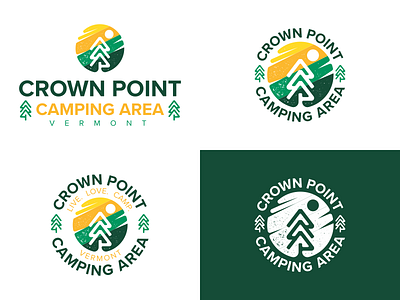 Crown Point Camping Area 8x6 branding camping design ditressed fun logo mark multicolor outdoors