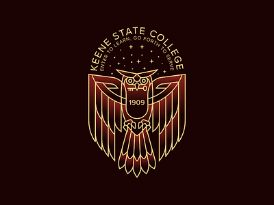 Keene State Orientation 2.0 2018 Concept 6x8 apparel badge bird design eagle gradient graphic lineart logo mark monoline owl
