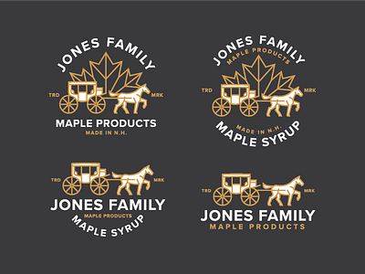 Jones Family Maple Products apparel carriage food horse label leaf logo maple mark monoline packaging vintage