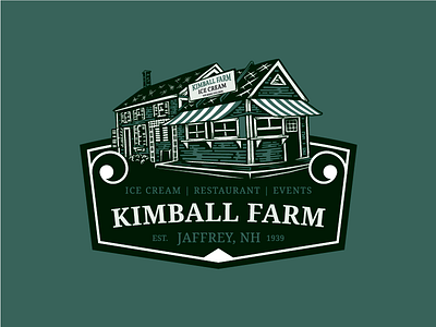 KF Vintage House - Monochromatic apparel badge building farm house illustration mark vintage