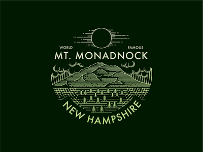 Mt Monadnock Monoline Badge apparel badge design flat geometric graphic monoline mountain nature outdoors sun tree vector