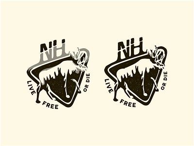Nh Moose Grunge Badge animal apparel badge distressed gunge hand drawn illustration moose new hampshire vector