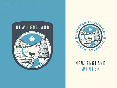 Woes of Winter badge badge logo forest illustration maine mark nature new england new hampshire tree vector vermont winter