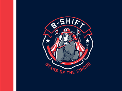 Gorilla Revised Badge - Final animal apparel badge circus fireman gorilla illustration maltese mark stars