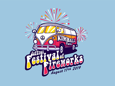 KF - JFF - 2019 apparel design badge brand mark event festival fireworks illustration logo new hampshire van vw