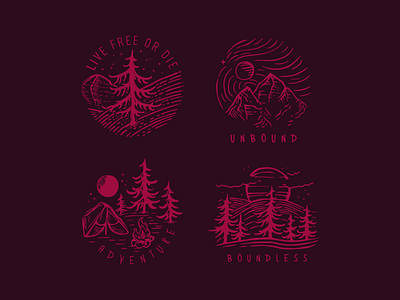 Boundless - Technique Experiment camping forest logo logotype mountain nature new england new hampshire print trees
